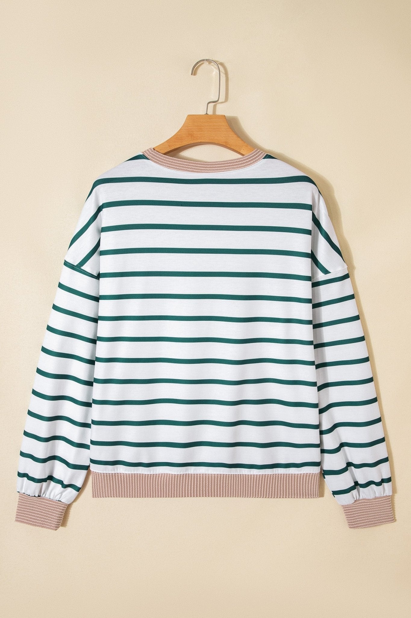 Stripe Patchwork Drop Shoulder Round Neck Sweatshirt - Rooted & Reckless Co.