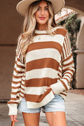 Stripe Patchwork Drop Shoulder Sleeve Sweater - Rooted & Reckless Co.