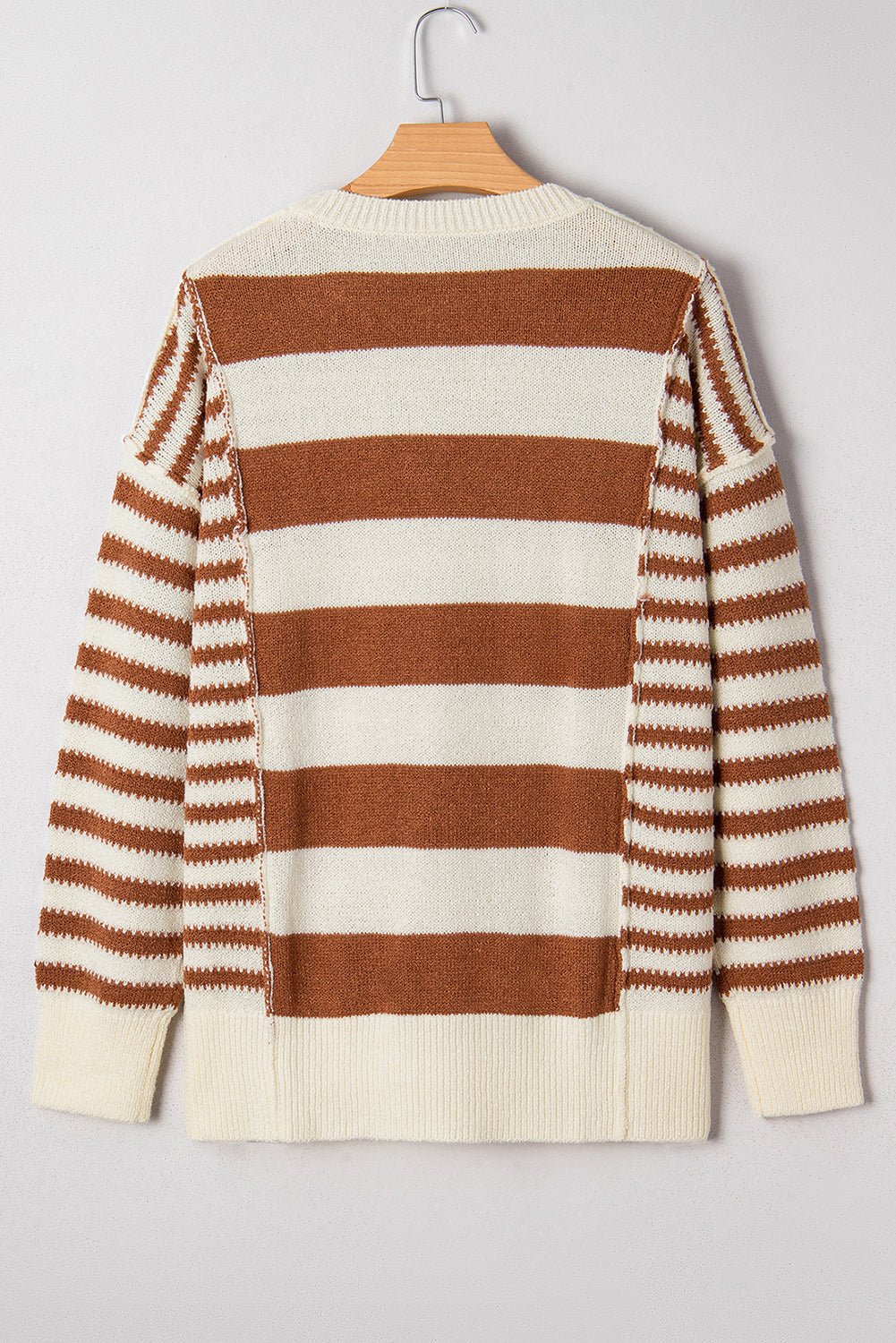 Stripe Patchwork Drop Shoulder Sleeve Sweater - Rooted & Reckless Co.