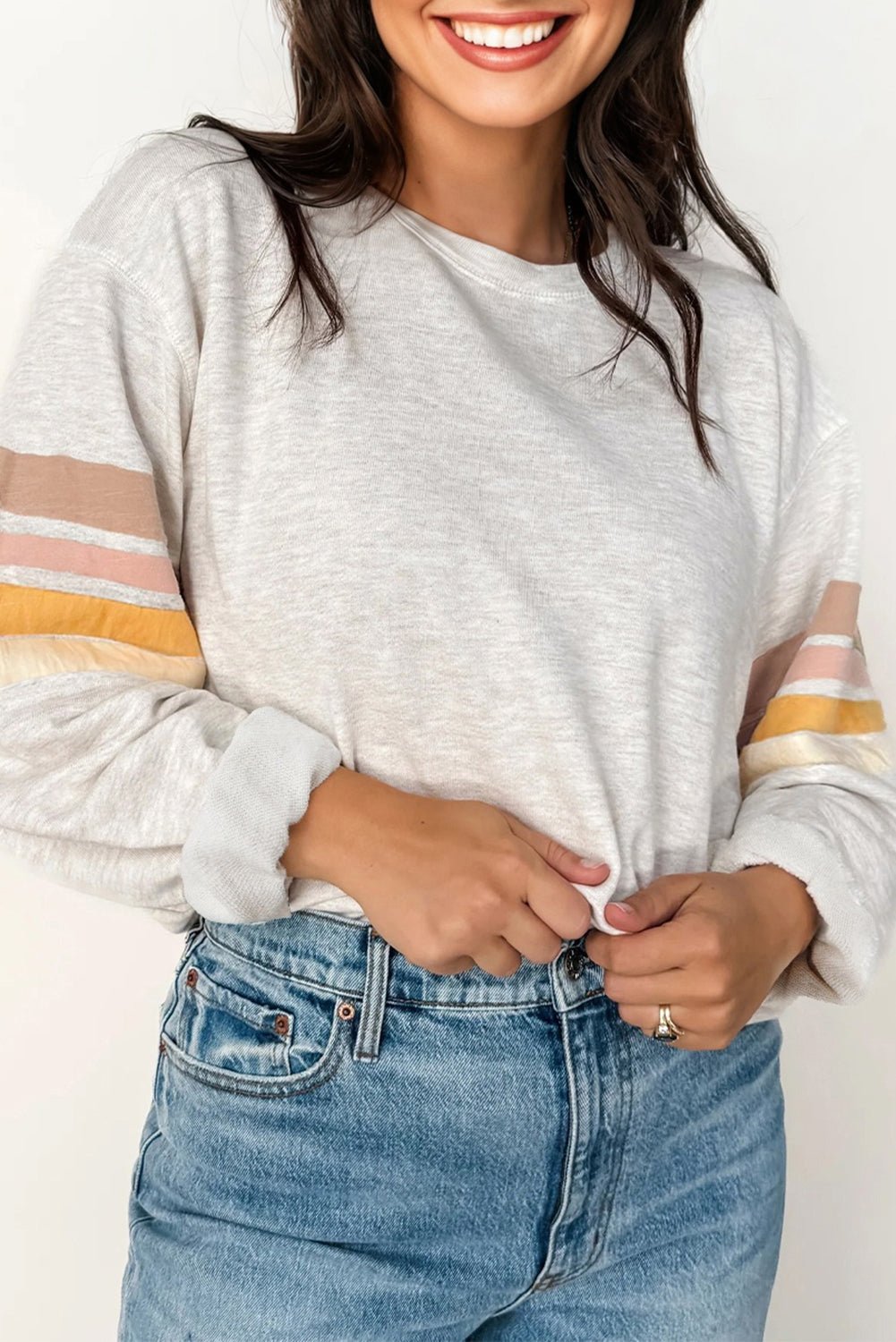 Stripe Patchwork Drop Shoulder Sweatshirt - Rooted & Reckless Co.