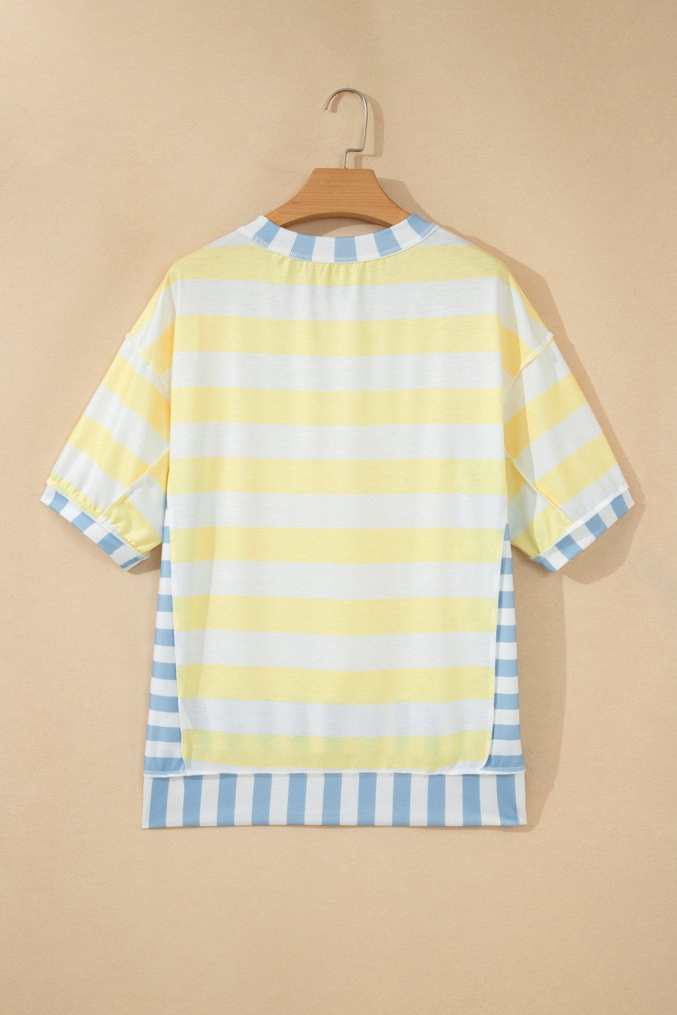 Stripe Patchwork Exposed Seam Oversized Top - Rooted & Reckless Co.