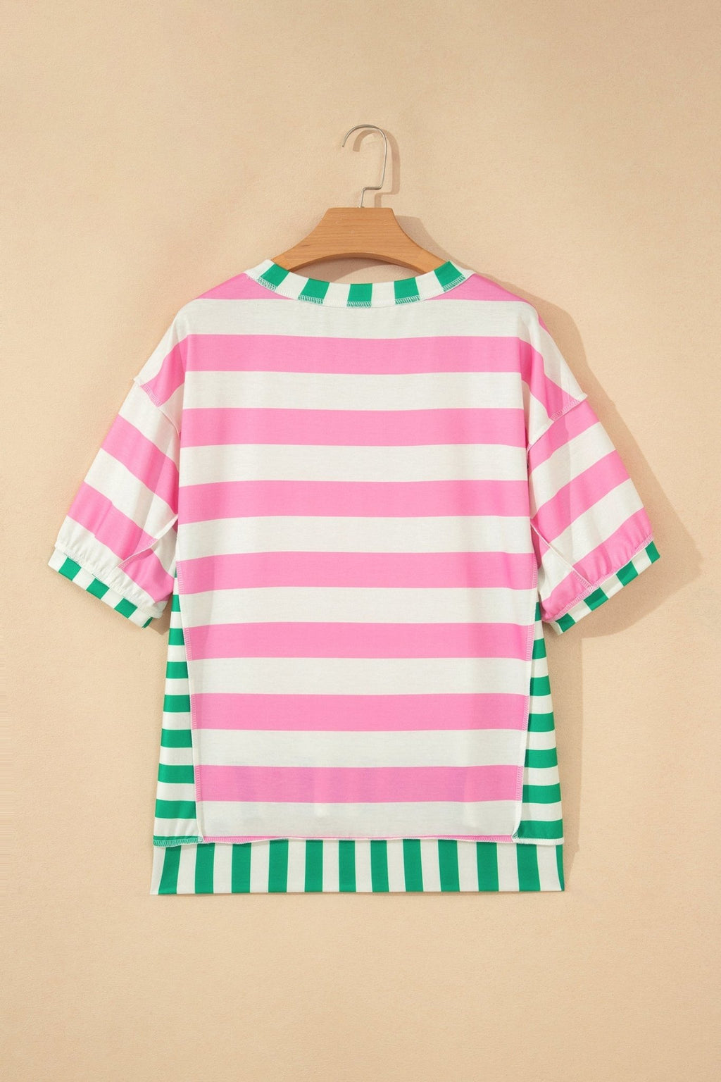 Stripe Patchwork Exposed Seam Oversized Top - Rooted & Reckless Co.