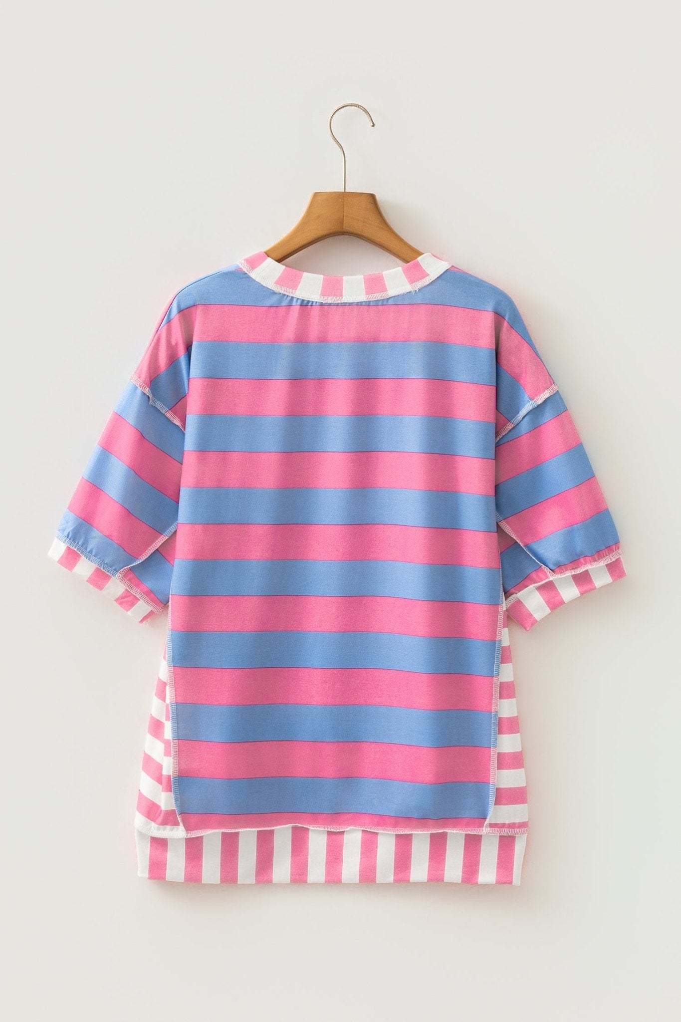Stripe Patchwork Exposed Seam Oversized Top - Rooted & Reckless Co.