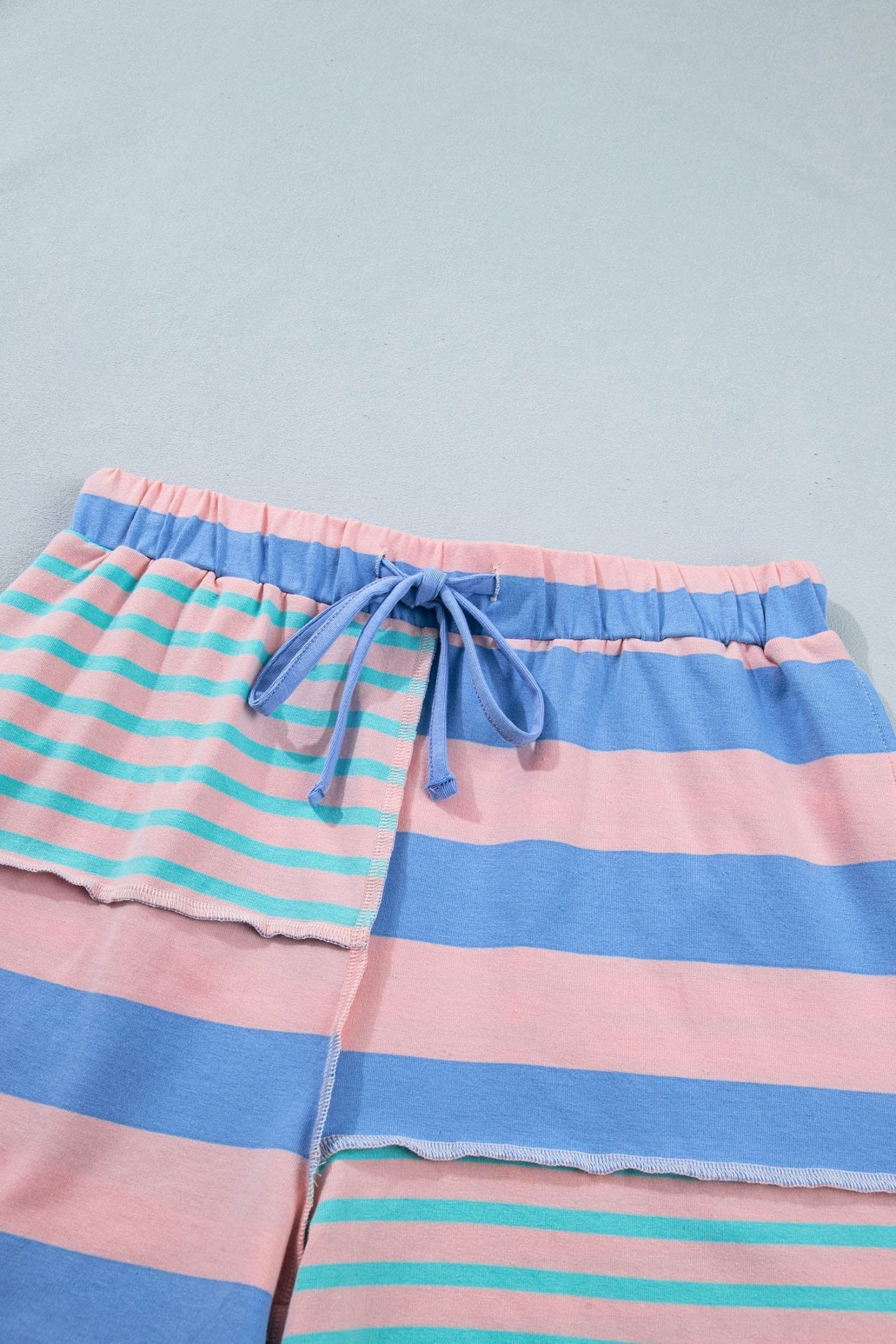 Stripe Patchwork Exposed Seam Top & Short Set - Rooted & Reckless Co.