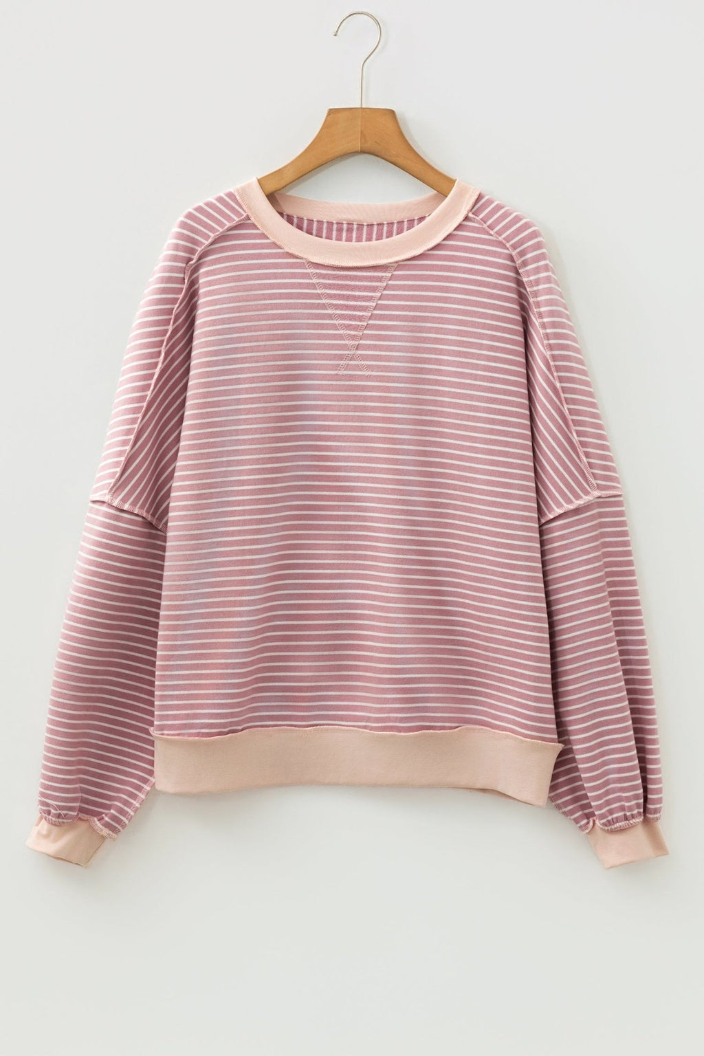 Stripe Patchwork Exposed Stitching Long Sleeve Top - Rooted & Reckless Co.