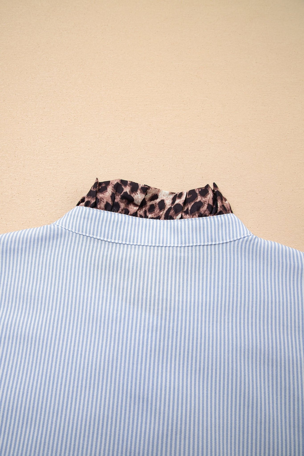 Stripe Patchwork Leopard Ruffle Long Sleeve Shirt - Rooted & Reckless Co.