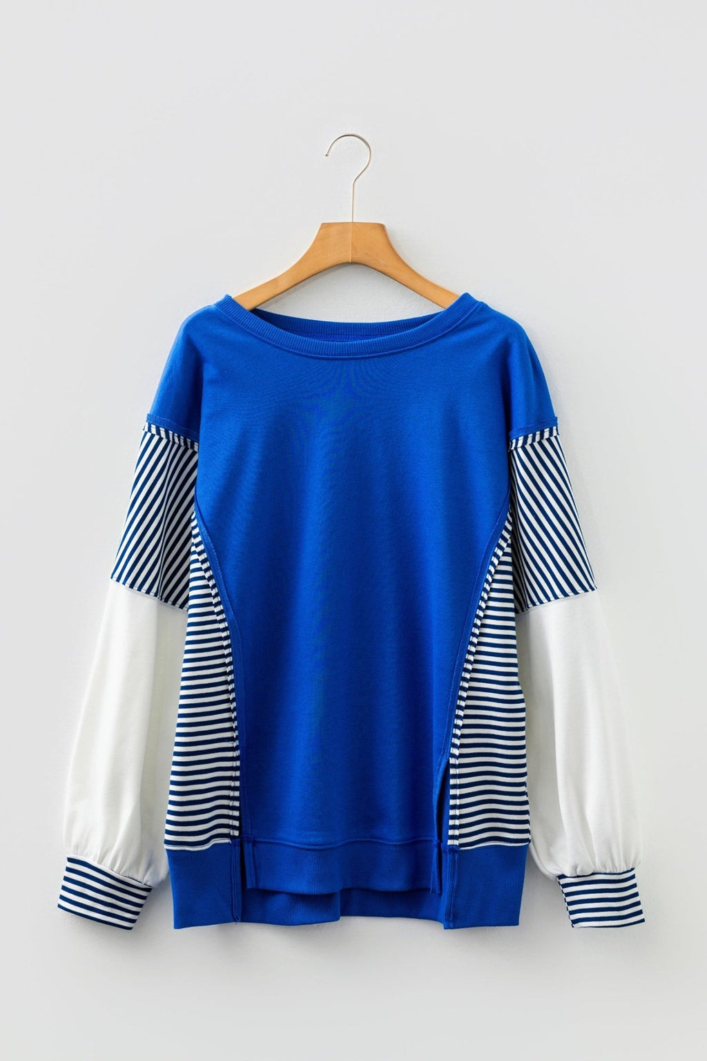 Stripe Patchwork Long Sleeve Colorblock Sweatshirt - Rooted & Reckless Co.