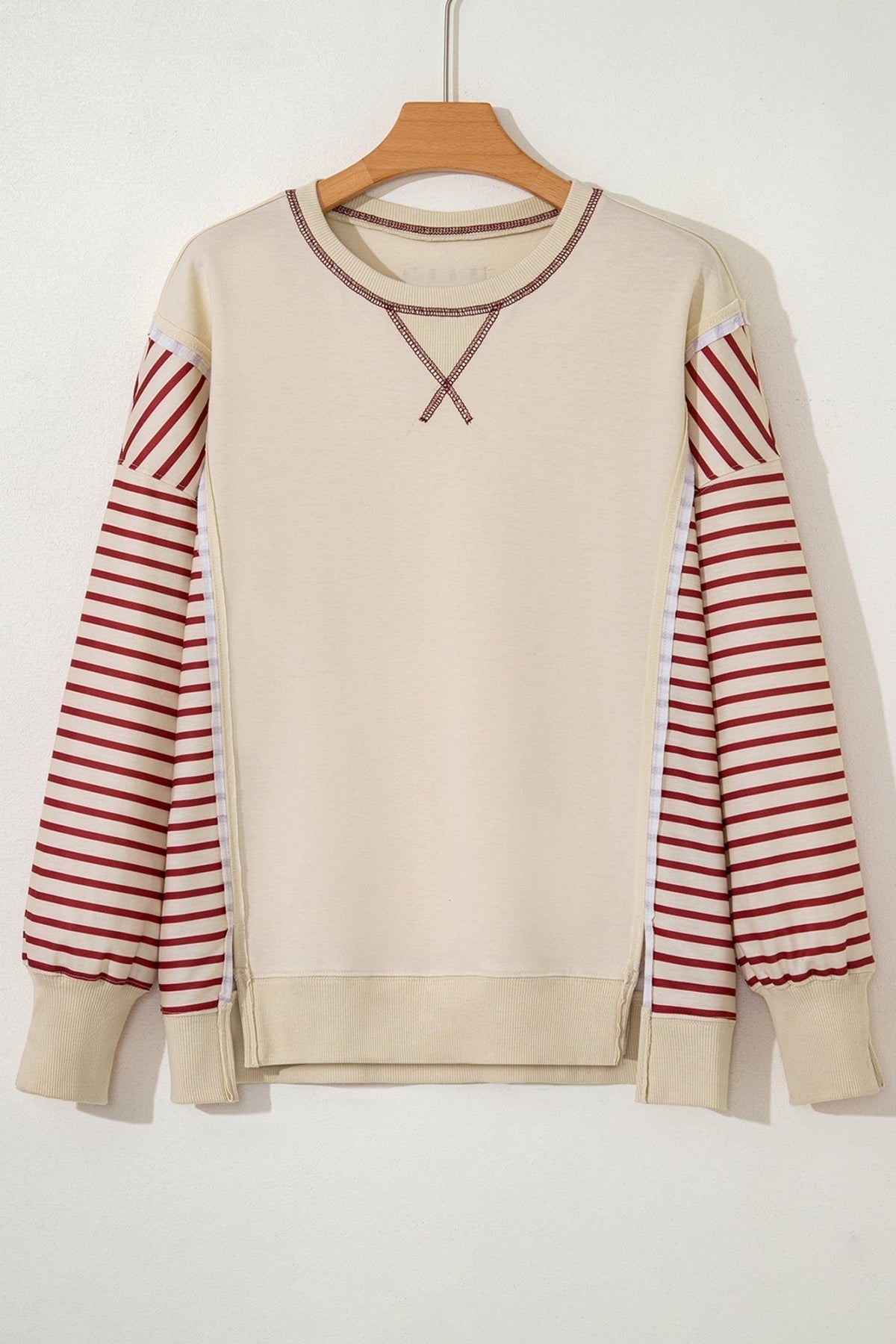 Stripe Patchwork Long Sleeve Knit Top - Rooted & Reckless Co.