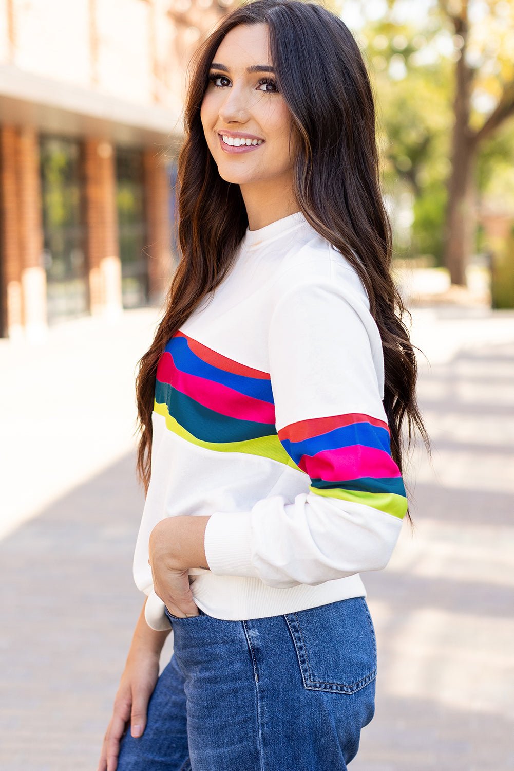 Stripe Patchwork Long Sleeve Top - Rooted & Reckless Co.