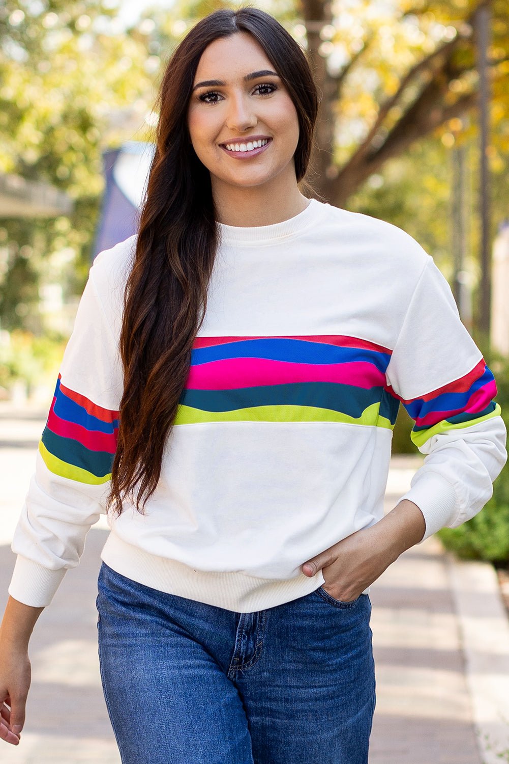 Stripe Patchwork Long Sleeve Top - Rooted & Reckless Co.