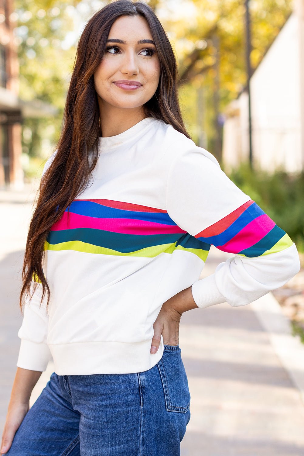 Stripe Patchwork Long Sleeve Top - Rooted & Reckless Co.