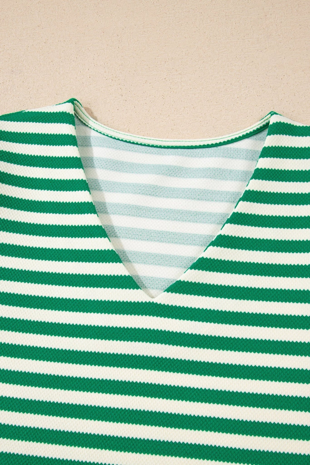 Stripe Patchwork Puff Short Sleeve V-Neck Blouse - Rooted & Reckless Co.