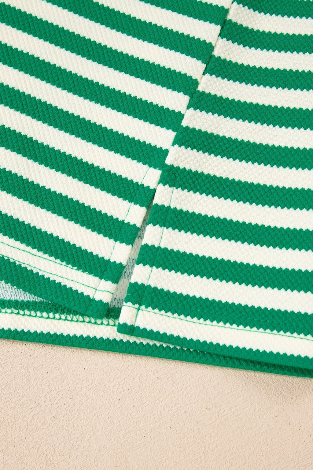 Stripe Patchwork Puff Short Sleeve V-Neck Blouse - Rooted & Reckless Co.