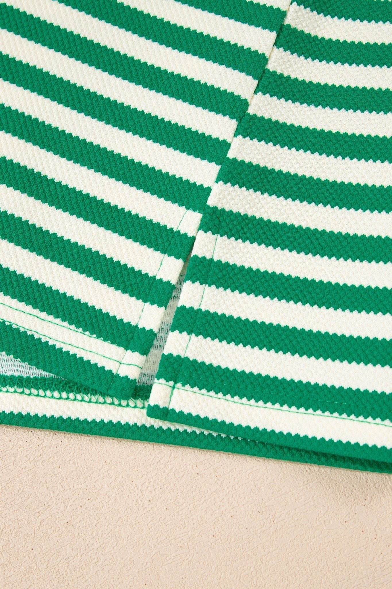 Stripe Patchwork Puff Short Sleeve V-Neck Blouse - Rooted & Reckless Co.
