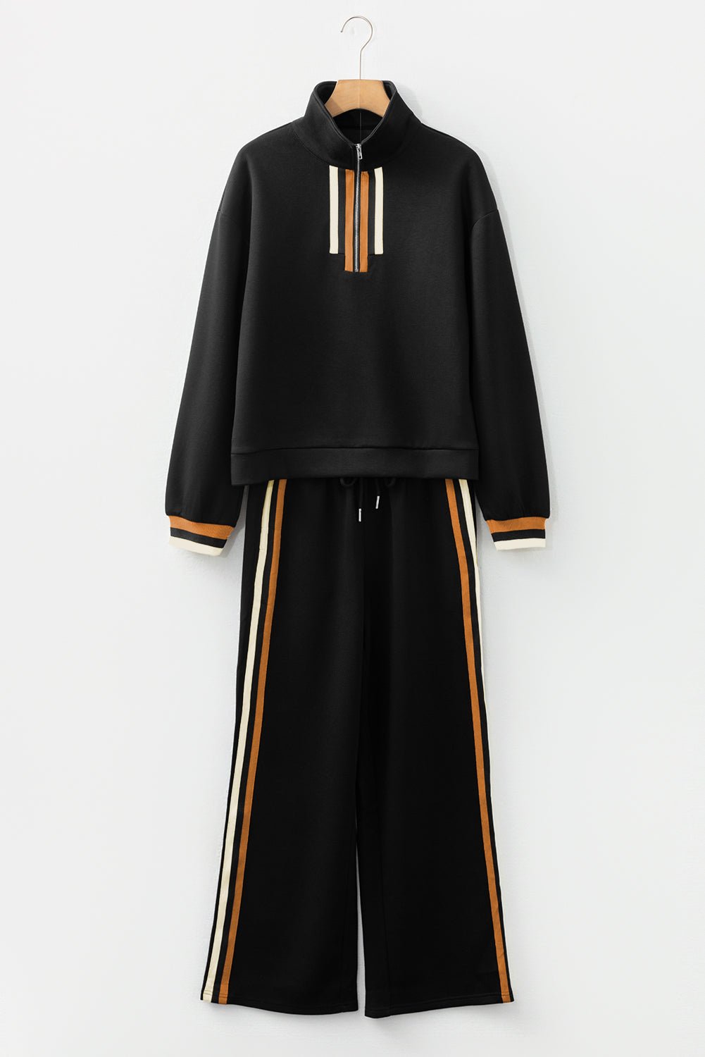 Stripe Patchwork Quarter-Zip Pullover and Pant Set - Rooted & Reckless Co.