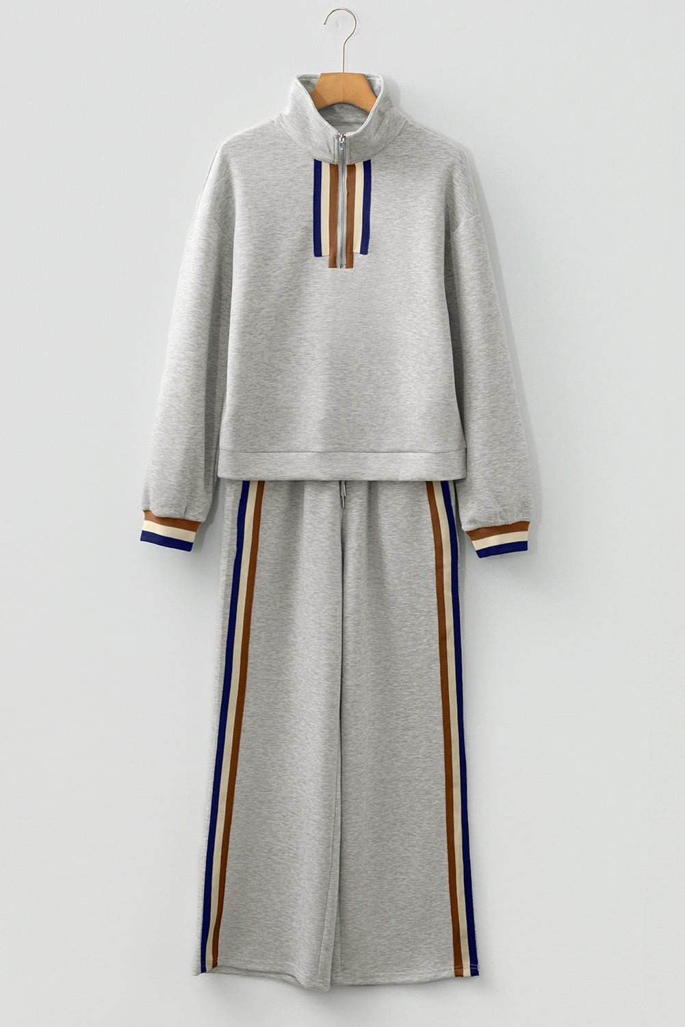 Stripe Patchwork Quarter-Zip Pullover and Pant Set - Rooted & Reckless Co.