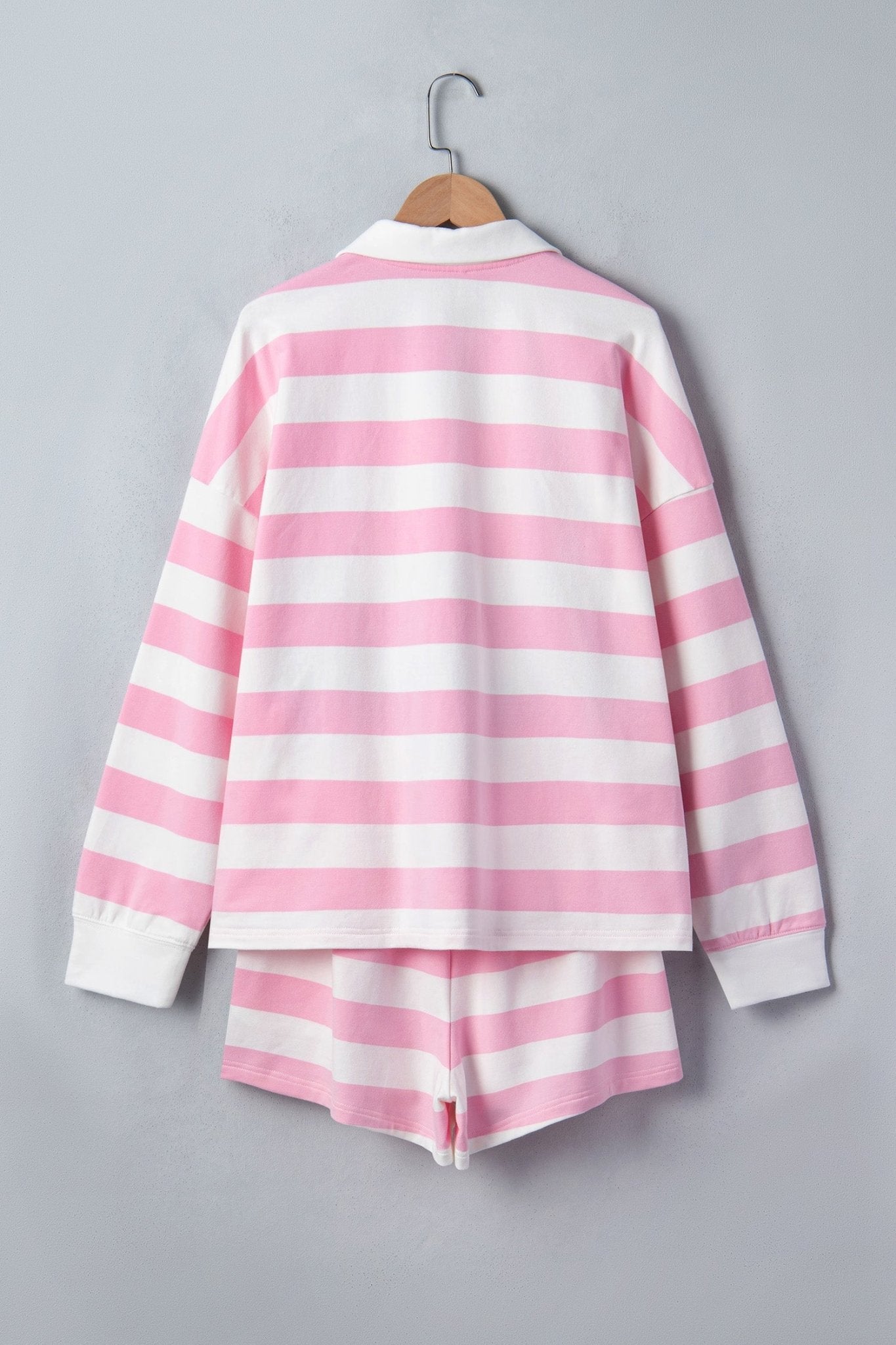 Stripe Patchwork Quarter Zip Pullover & Shorts Set - Rooted & Reckless Co.