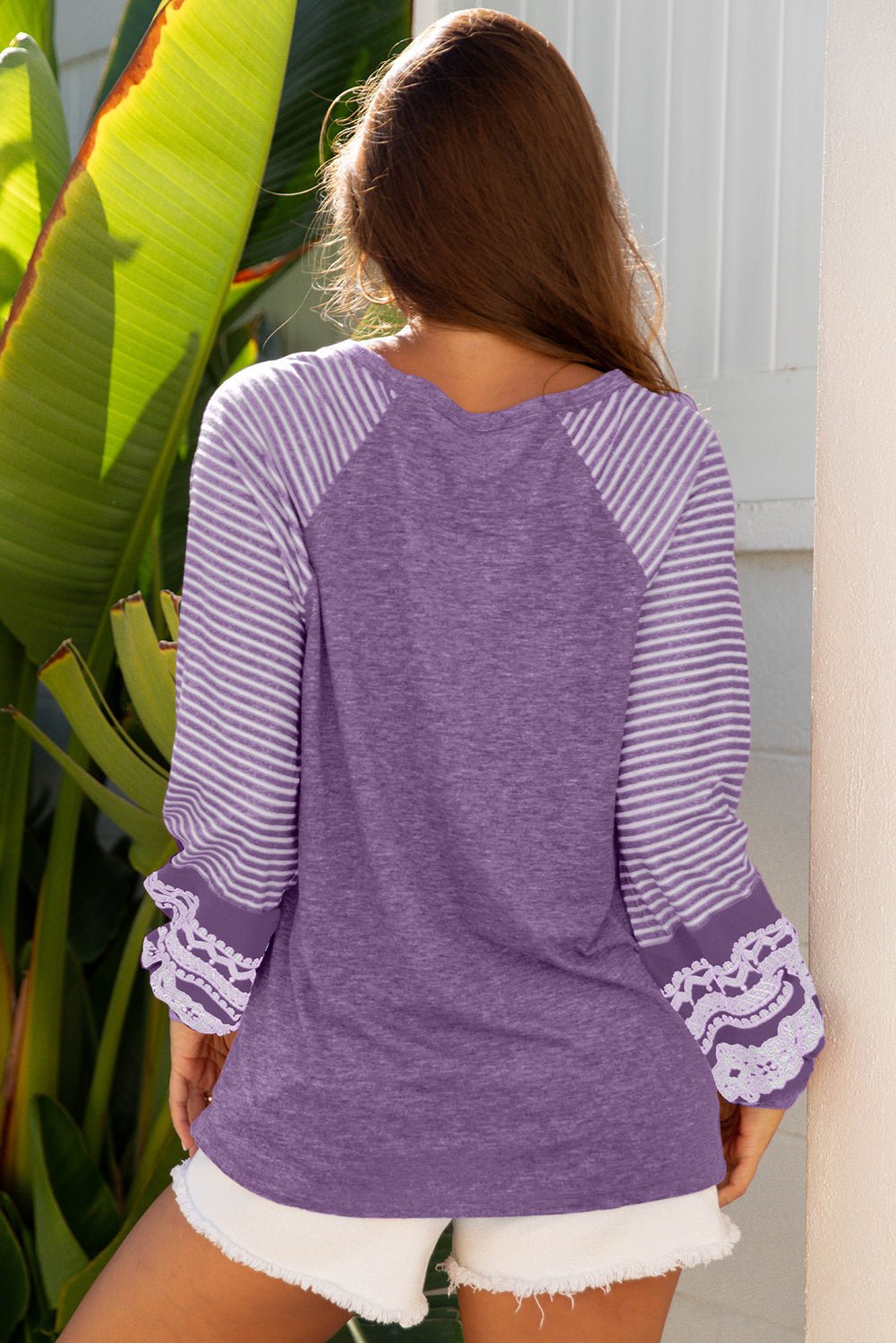 Stripe Patchwork Raglan Long Sleeve Top - Rooted & Reckless Co.
