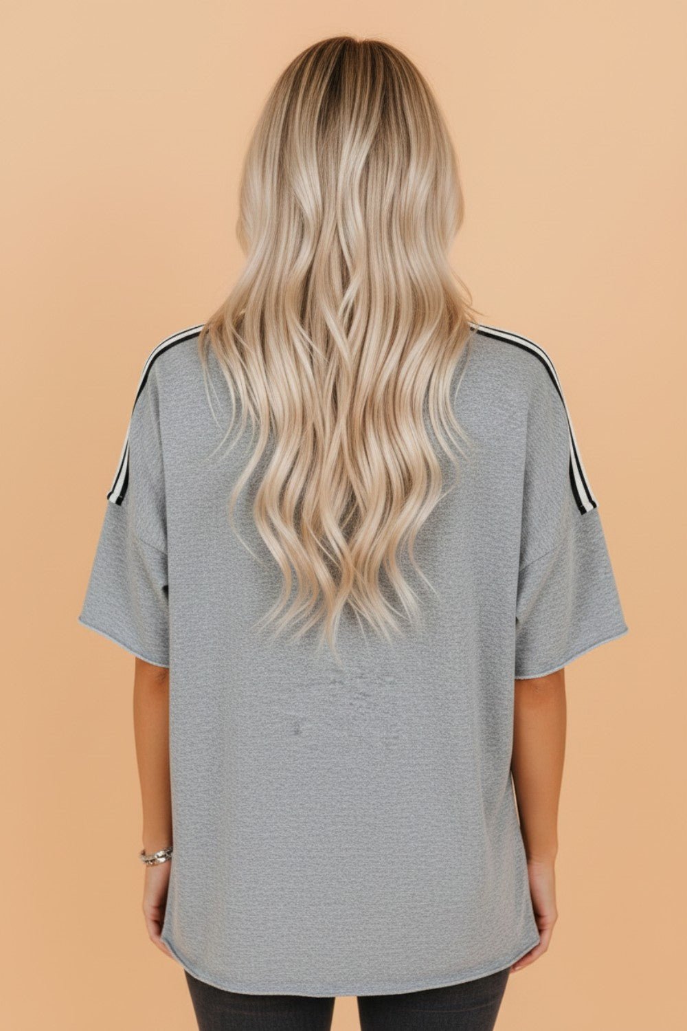 Stripe Patchwork Raw Edge Oversize Tee - Rooted & Reckless Co.