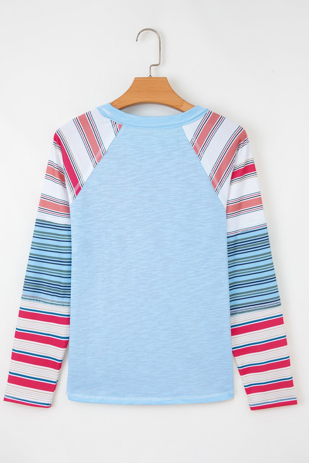 Stripe Patchwork Reverse Seam Long Sleeve Top - Rooted & Reckless Co.