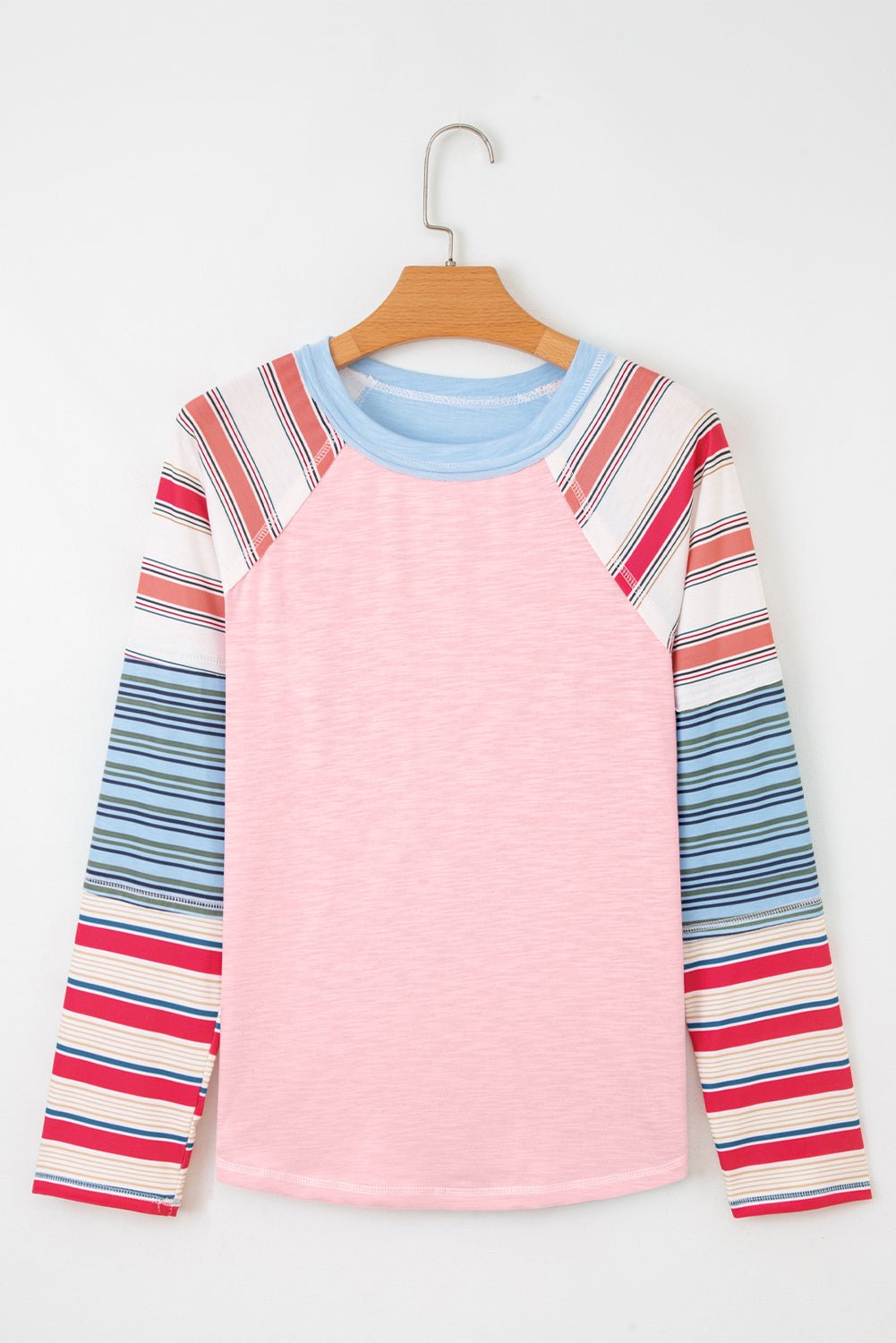 Stripe Patchwork Reverse Seam Long Sleeve Top - Rooted & Reckless Co.