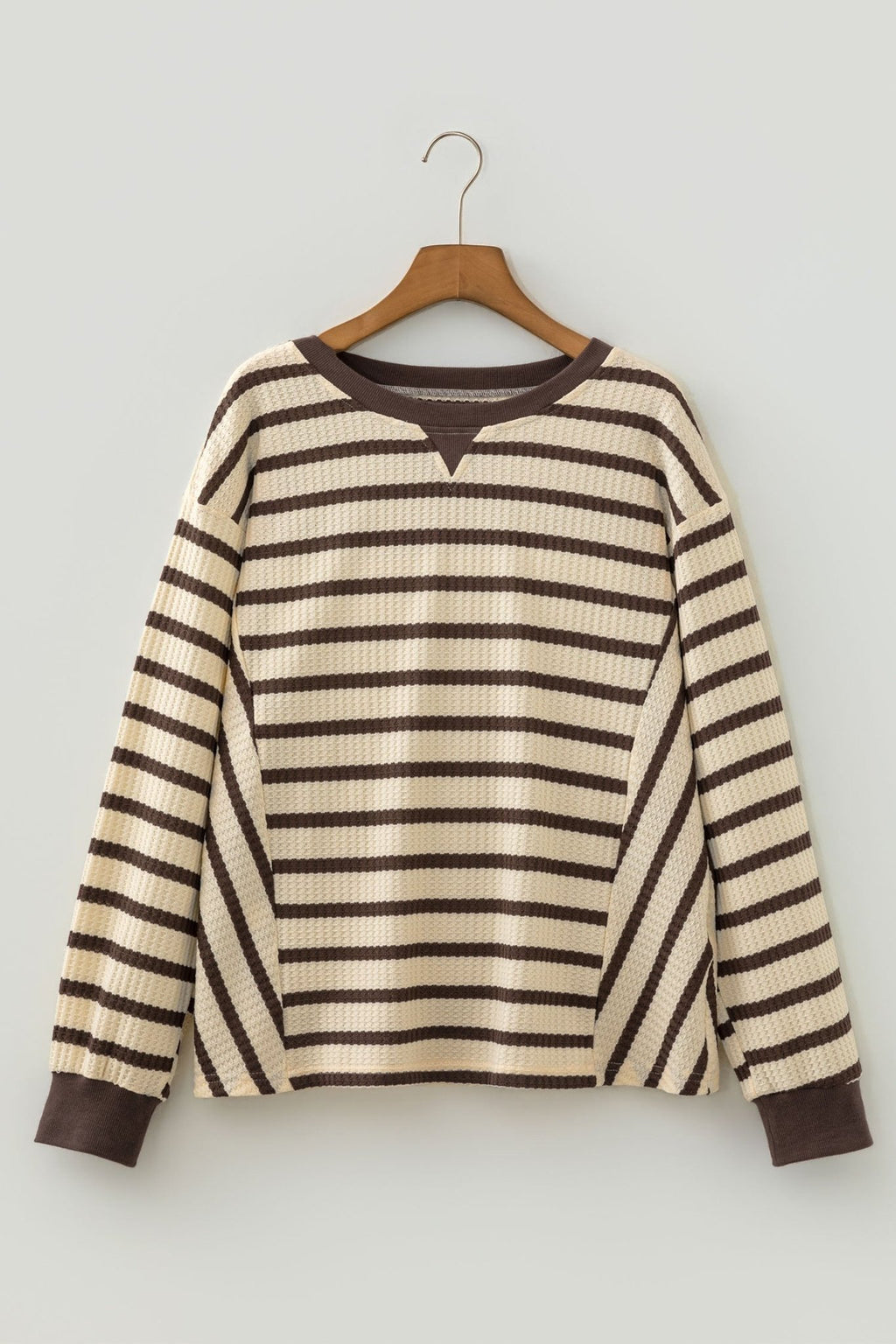 Stripe Patchwork Ribbed Cuff Long Sleeve Sweatshirt - Rooted & Reckless Co.