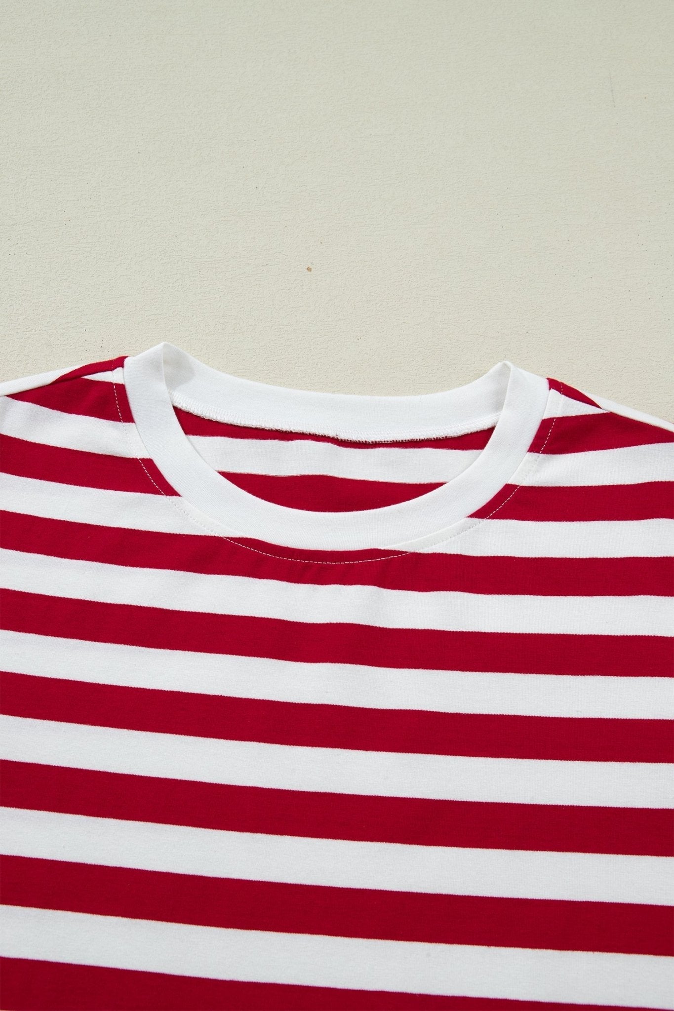 Stripe Patchwork Round Neck Short Sleeve T-Shirt - Rooted & Reckless Co.