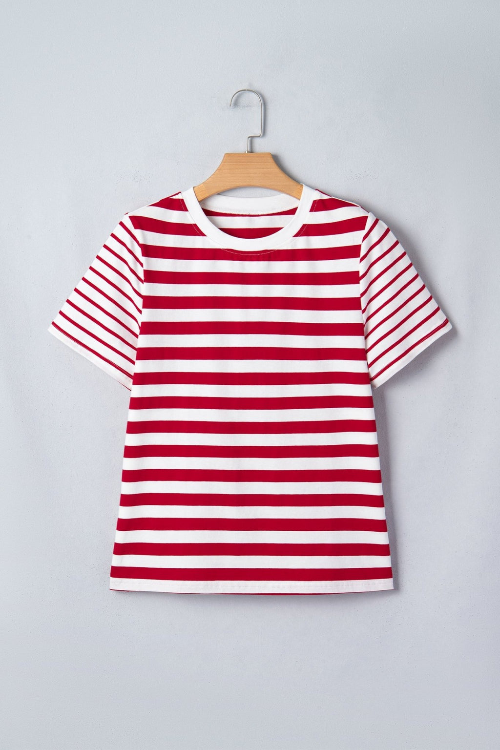 Stripe Patchwork Round Neck Short Sleeve T-Shirt - Rooted & Reckless Co.
