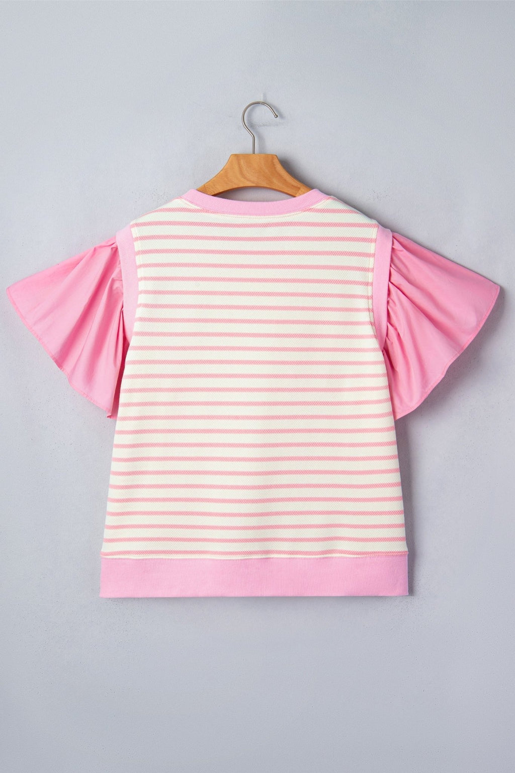 Stripe Patchwork Ruffle Short Sleeve Blouse - Rooted & Reckless Co.