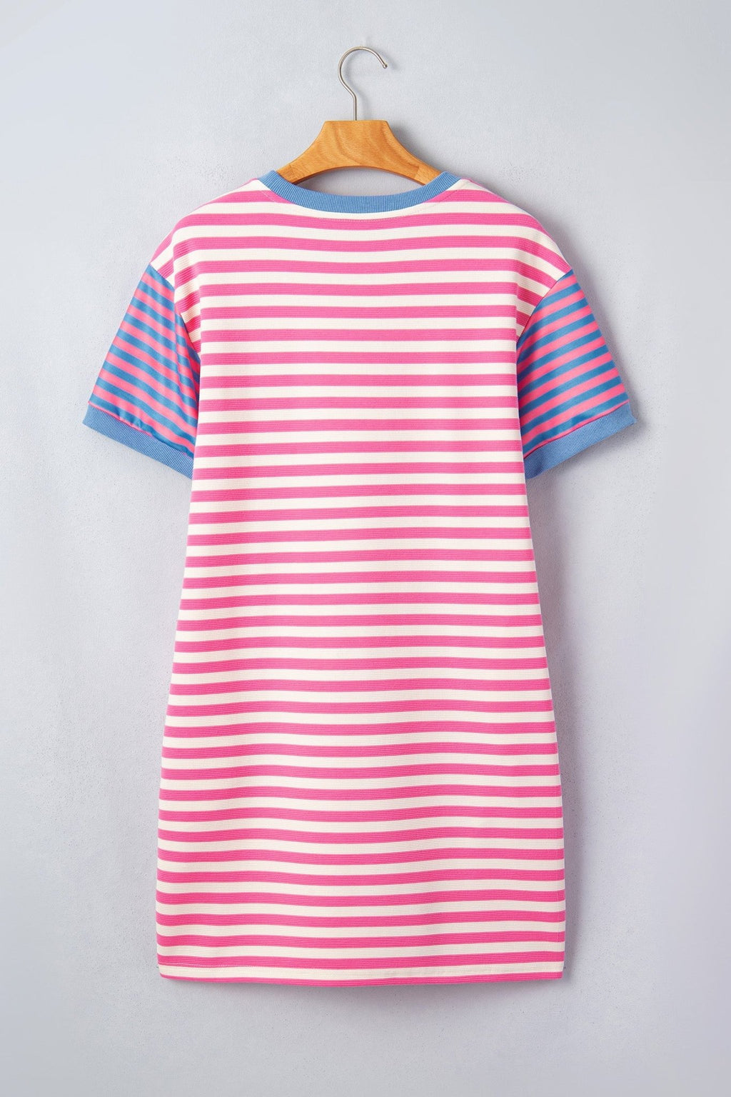 Stripe Patchwork Short Sleeve T-Shirt Dress - Rooted & Reckless Co.
