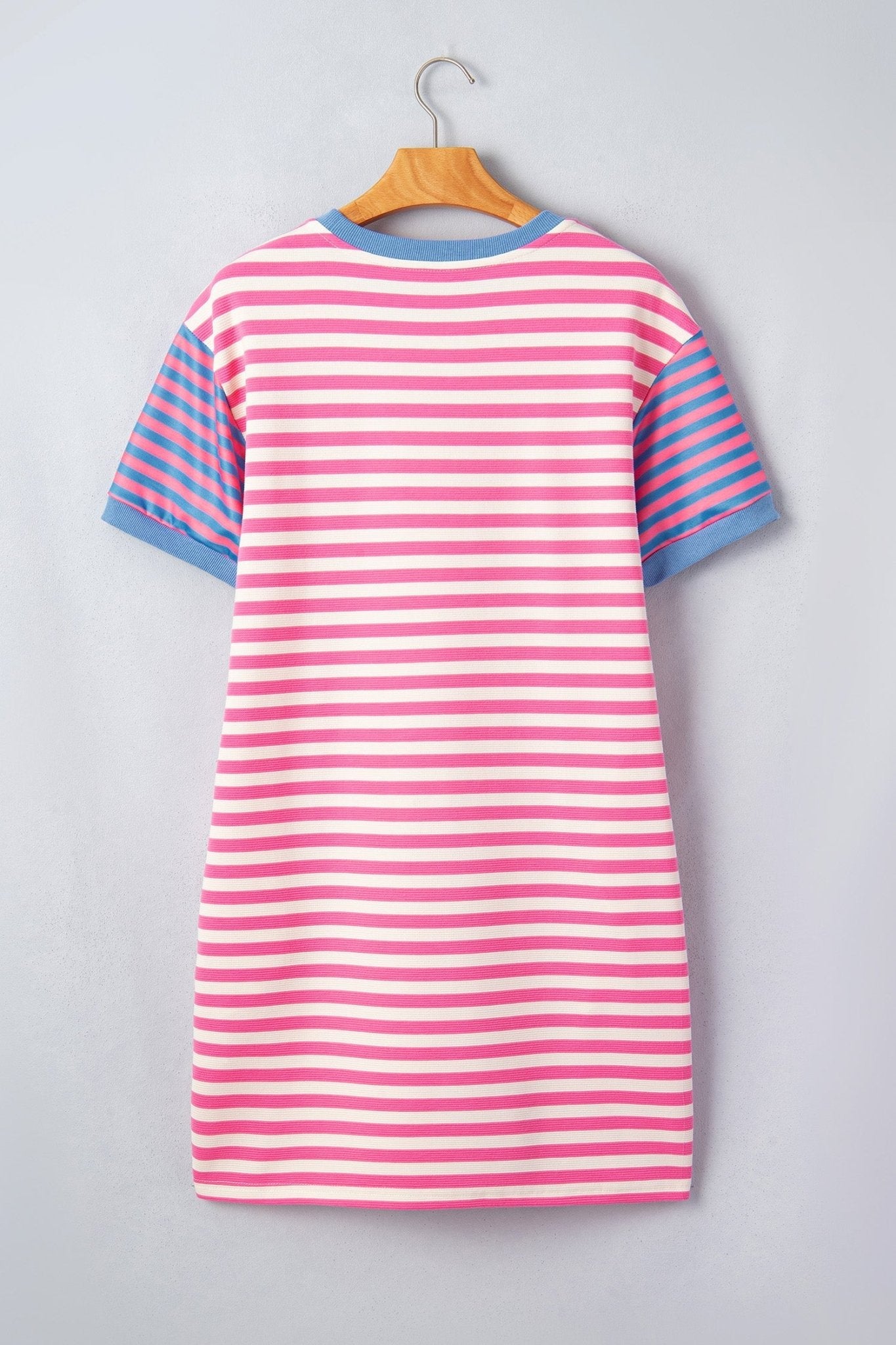 Stripe Patchwork Short Sleeve T-Shirt Dress - Rooted & Reckless Co.