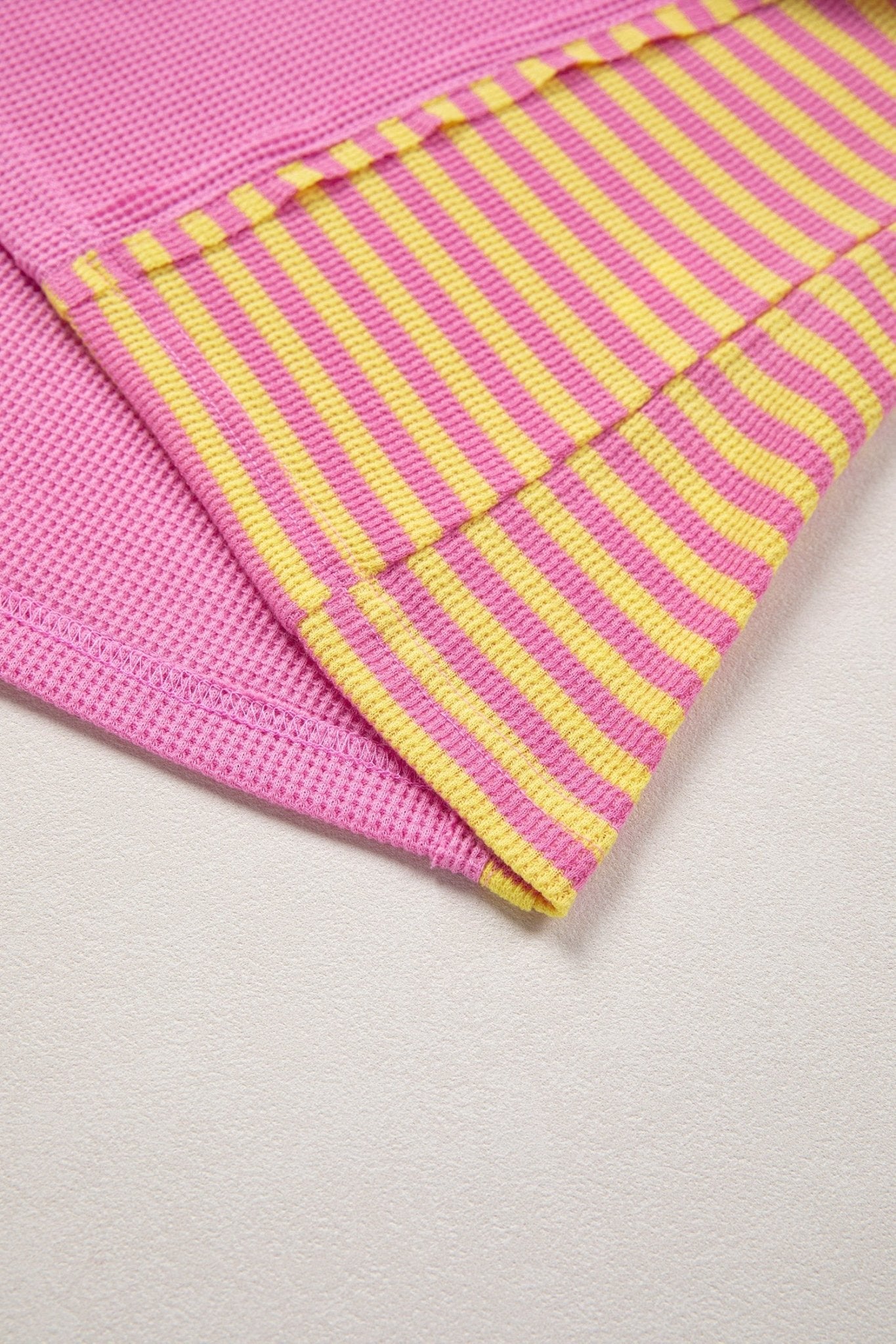 Stripe Patchwork Waffle Knit Loose T-Shirt - Rooted & Reckless Co.