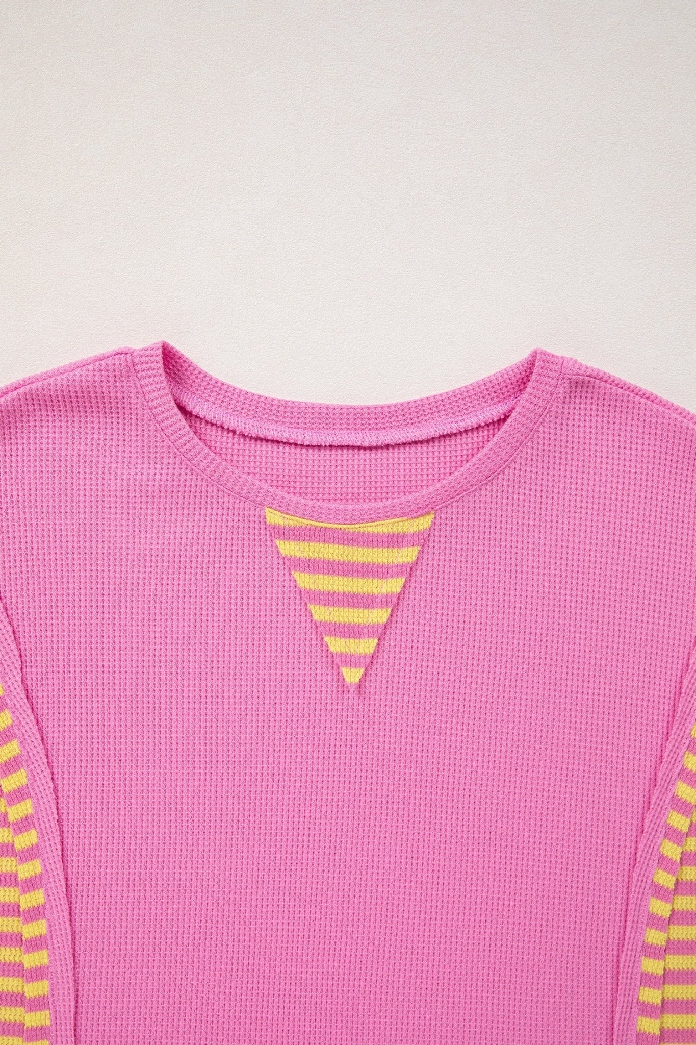 Stripe Patchwork Waffle Knit Loose T-Shirt - Rooted & Reckless Co.
