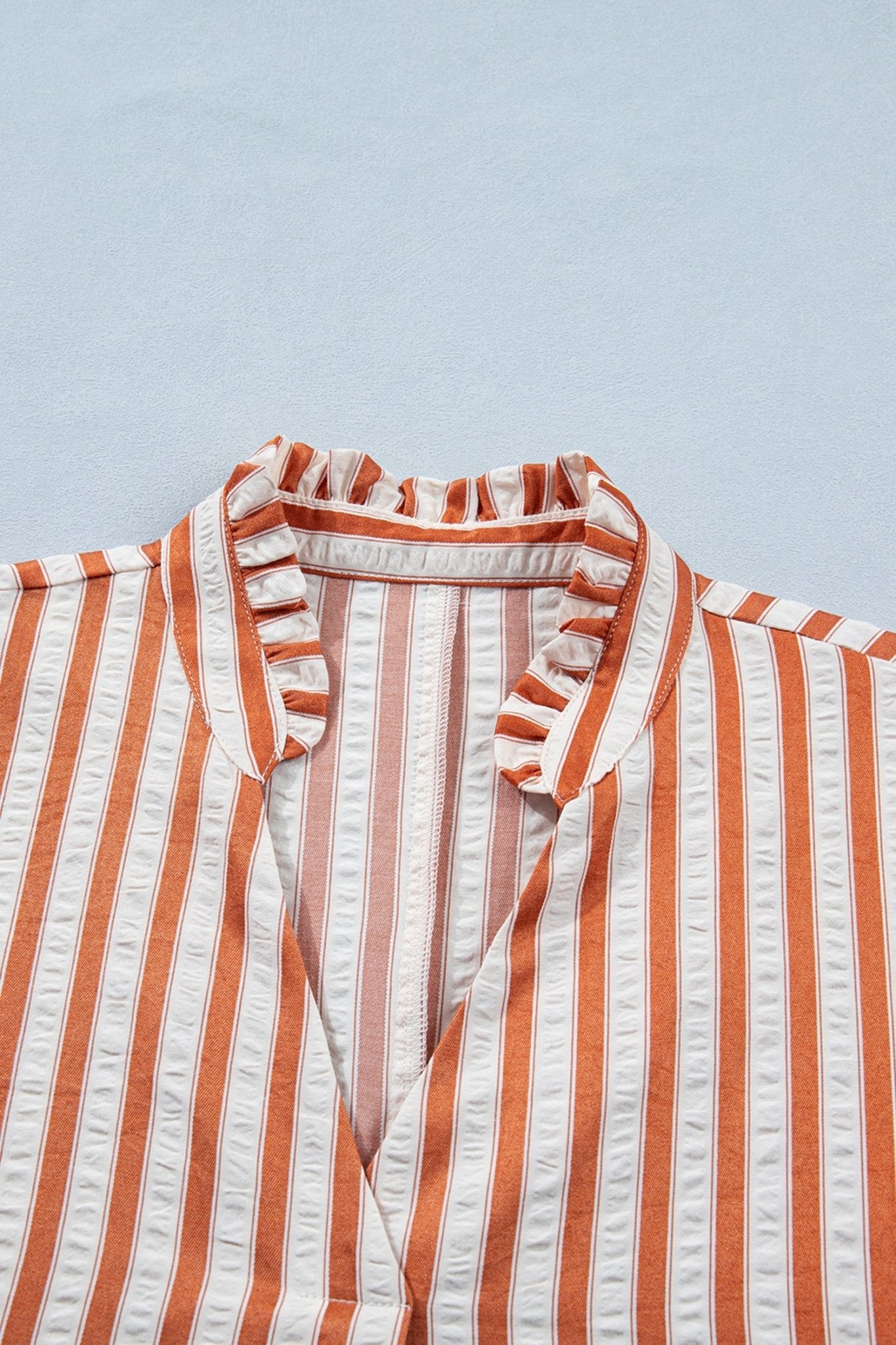 Stripe Pleated Frilled V-Neck Mini Dress - Rooted & Reckless Co.