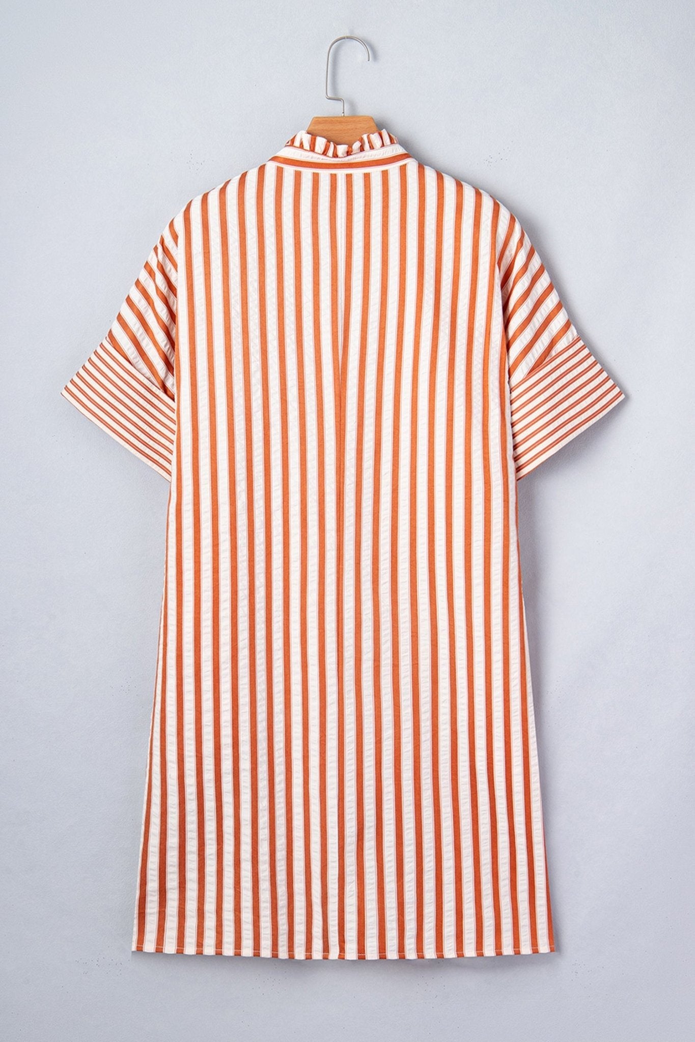 Stripe Pleated Frilled V-Neck Mini Dress - Rooted & Reckless Co.