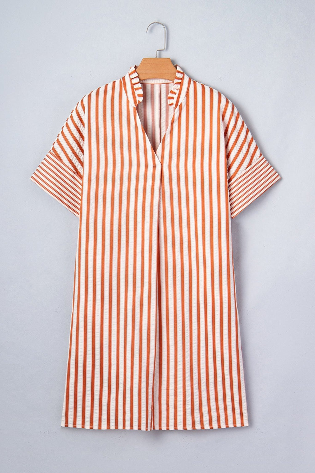 Stripe Pleated Frilled V-Neck Mini Dress - Rooted & Reckless Co.