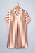 Stripe Pleated Frilled V-Neck Mini Dress - Rooted & Reckless Co.