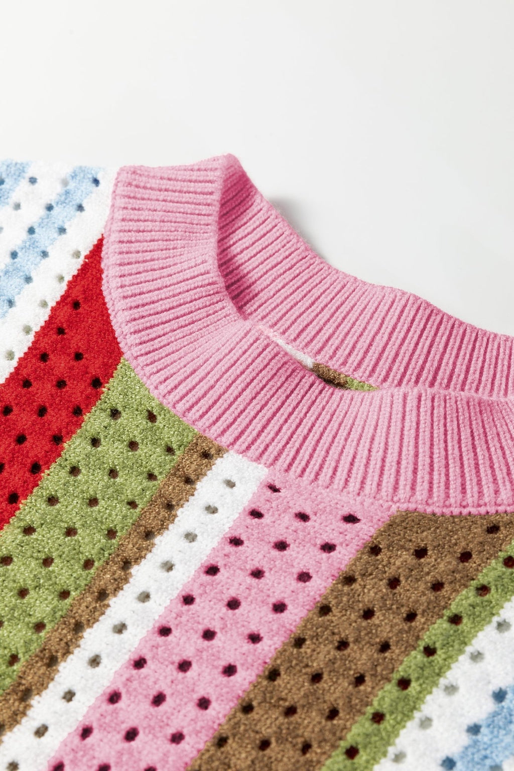 Stripe Pointelle Knit 3/4 Sleeve Sweater - Rooted & Reckless Co.
