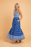 Stripe Polka Dot Patchwork High Waist Maxi Dress - Rooted & Reckless Co.