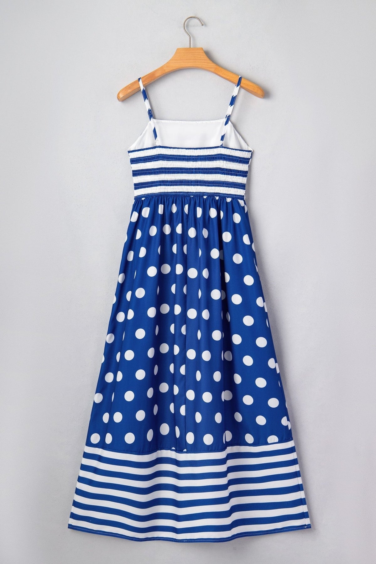 Stripe Polka Dot Patchwork High Waist Maxi Dress - Rooted & Reckless Co.