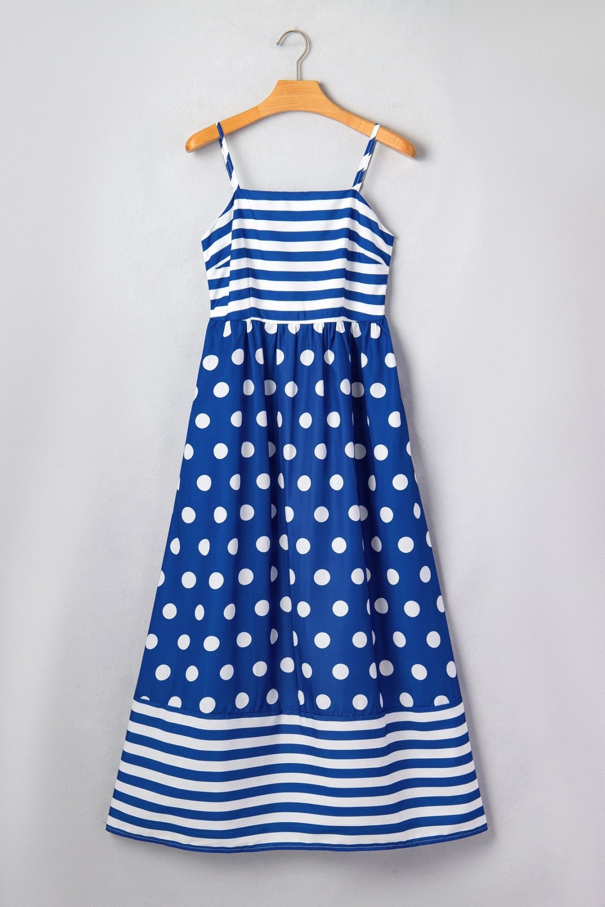 Stripe Polka Dot Patchwork High Waist Maxi Dress - Rooted & Reckless Co.