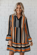 Stripe Polka Dot Ruffle Hem Mini Dress - Rooted & Reckless Co.