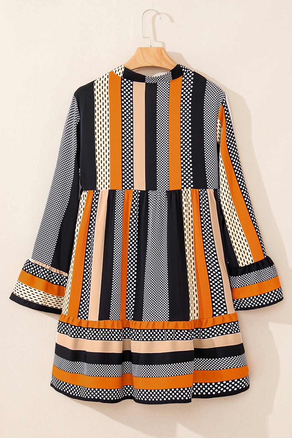 Stripe Polka Dot Ruffle Hem Mini Dress - Rooted & Reckless Co.