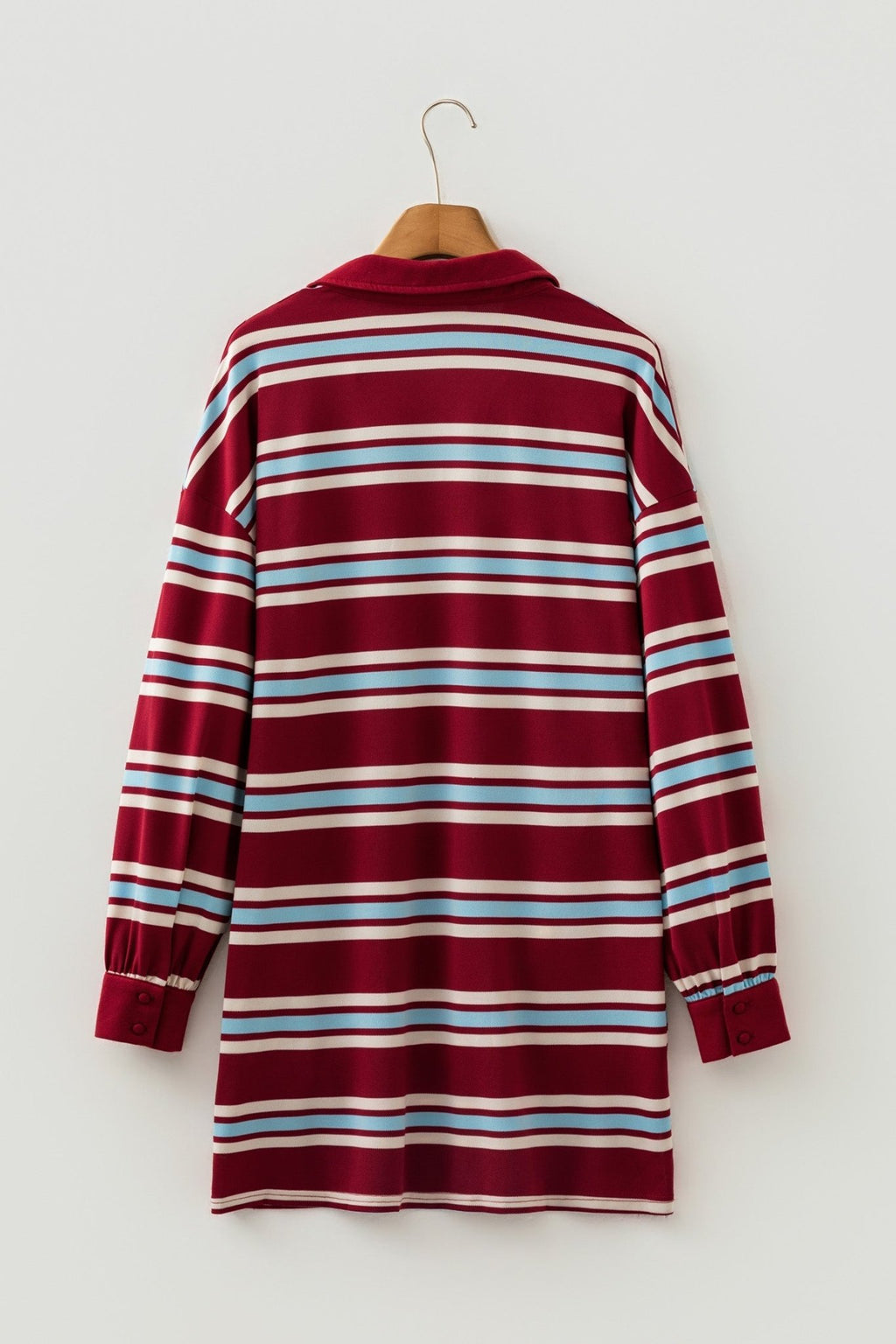 Stripe Polo Collar Long Sleeve T-Shirt Mini Dress - Rooted & Reckless Co.
