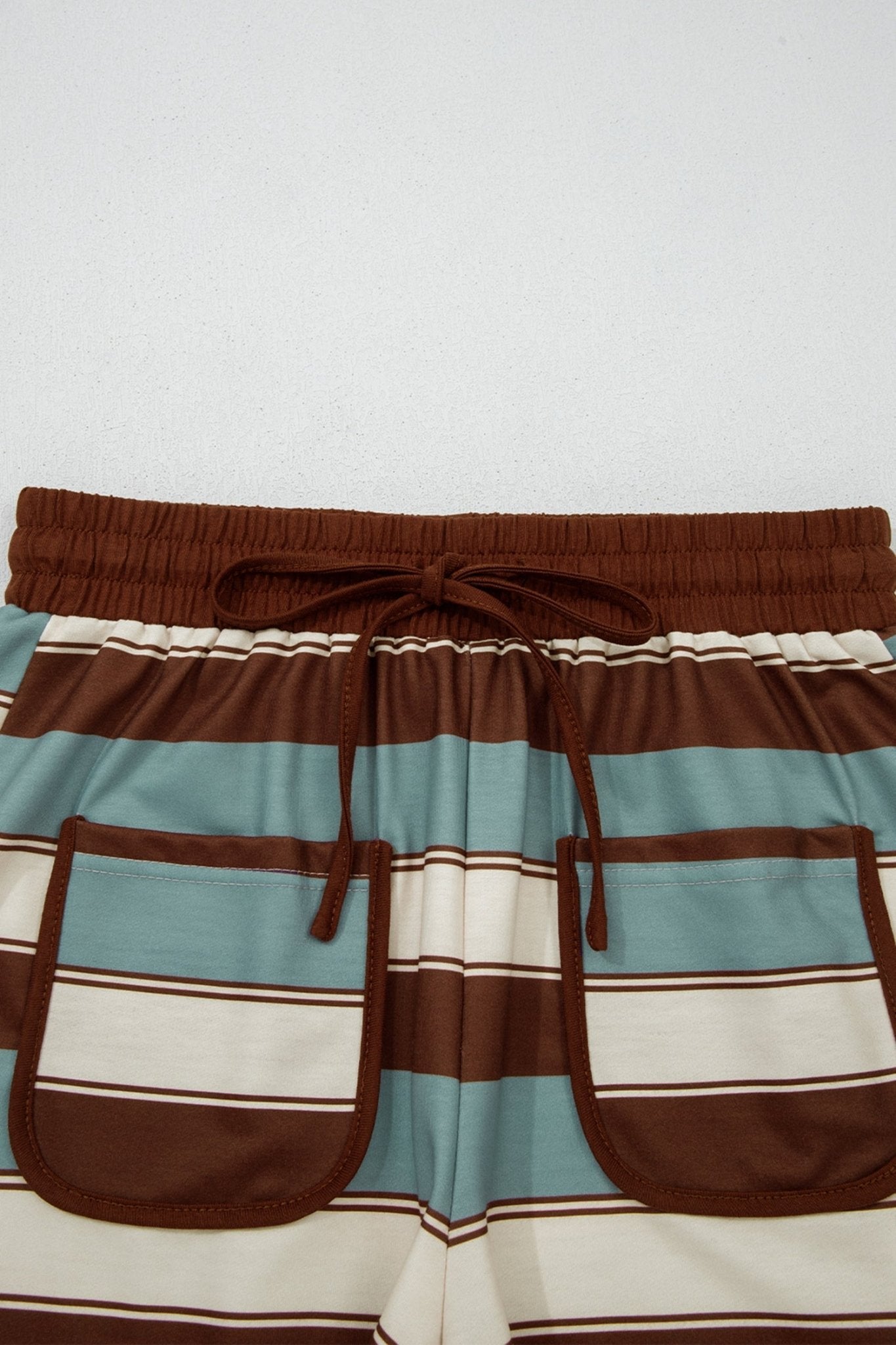 Stripe Polo Collar Tee and Patchwork Shorts Set - Rooted & Reckless Co.