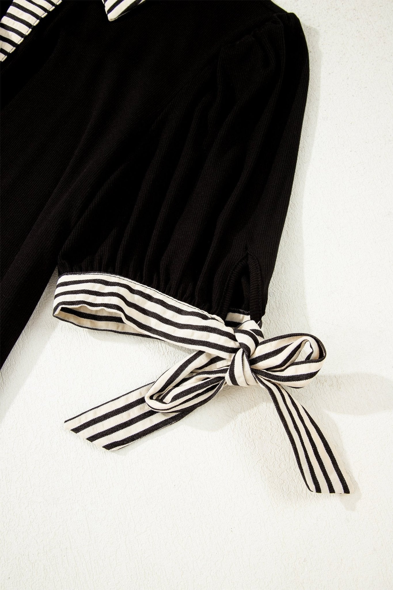 Stripe Polo Collar Tied Short Sleeve Mini Dress - Rooted & Reckless Co.