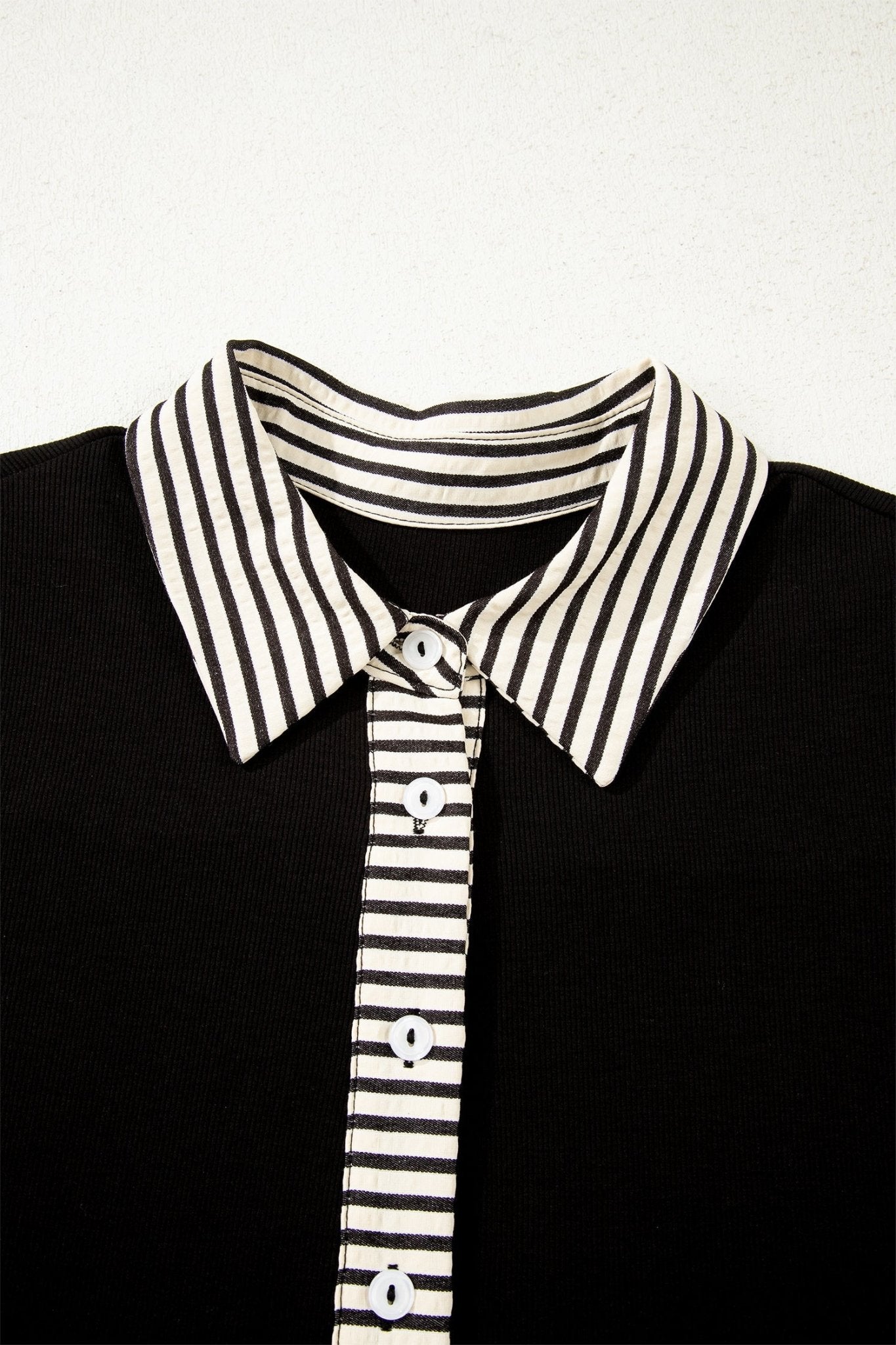 Stripe Polo Collar Tied Short Sleeve Mini Dress - Rooted & Reckless Co.