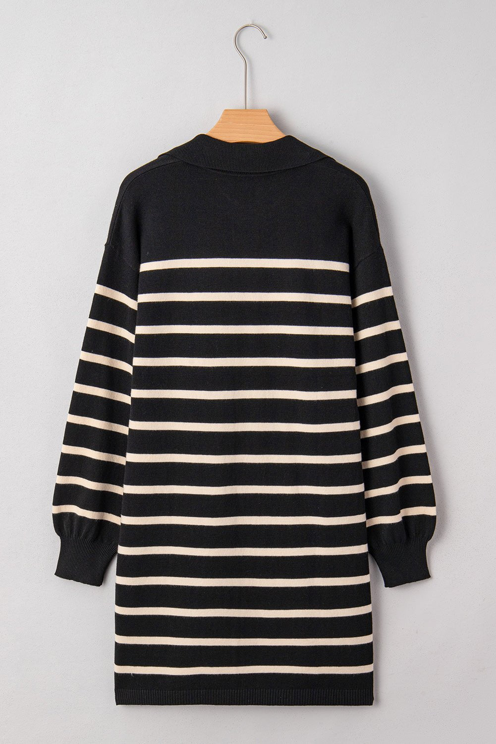 Stripe Puff Sleeve Collared Sweater Mini Dress - Rooted & Reckless Co.