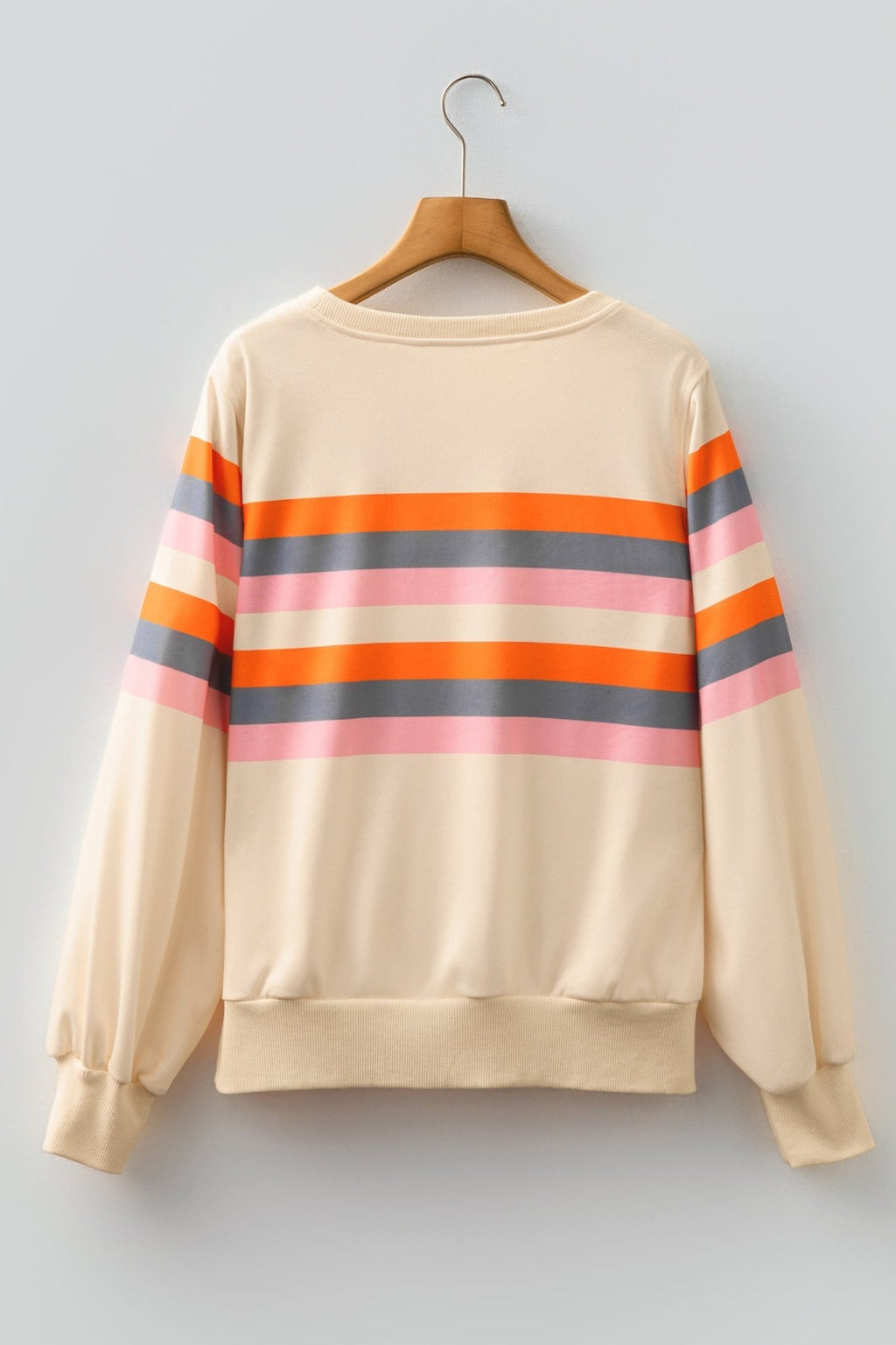 Stripe Puff Sleeve Pullover Sweatshirt - Rooted & Reckless Co.