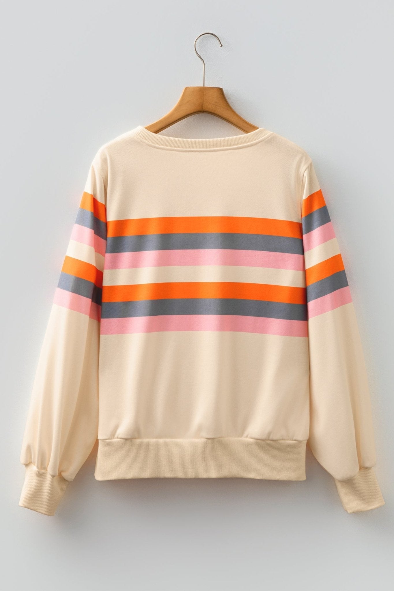Stripe Puff Sleeve Pullover Sweatshirt - Rooted & Reckless Co.